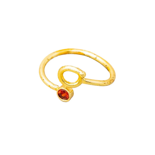 Gold Plated Natural Red Agate O Stone Ring Hey Bou