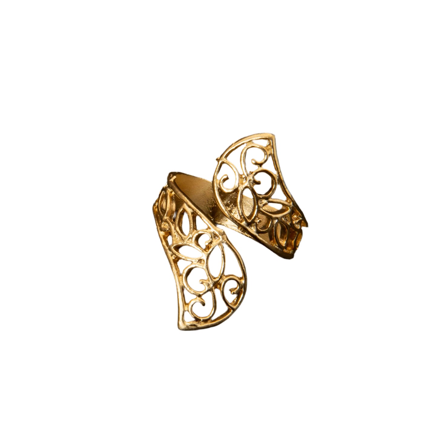 Gold Plated Reverse Facing Leaf Ring Hey Bou