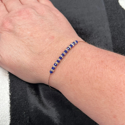 Rose Gold Blue & Gold Beads Bracelet Hey Bou