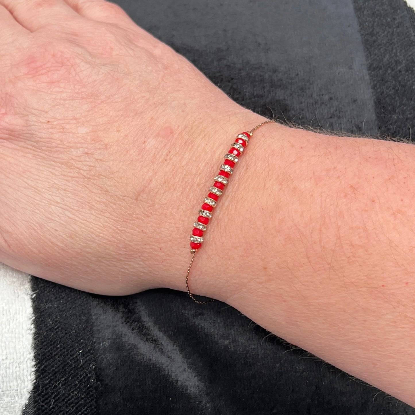 Rose Gold Red & Gold Beads Bracelet Hey Bou