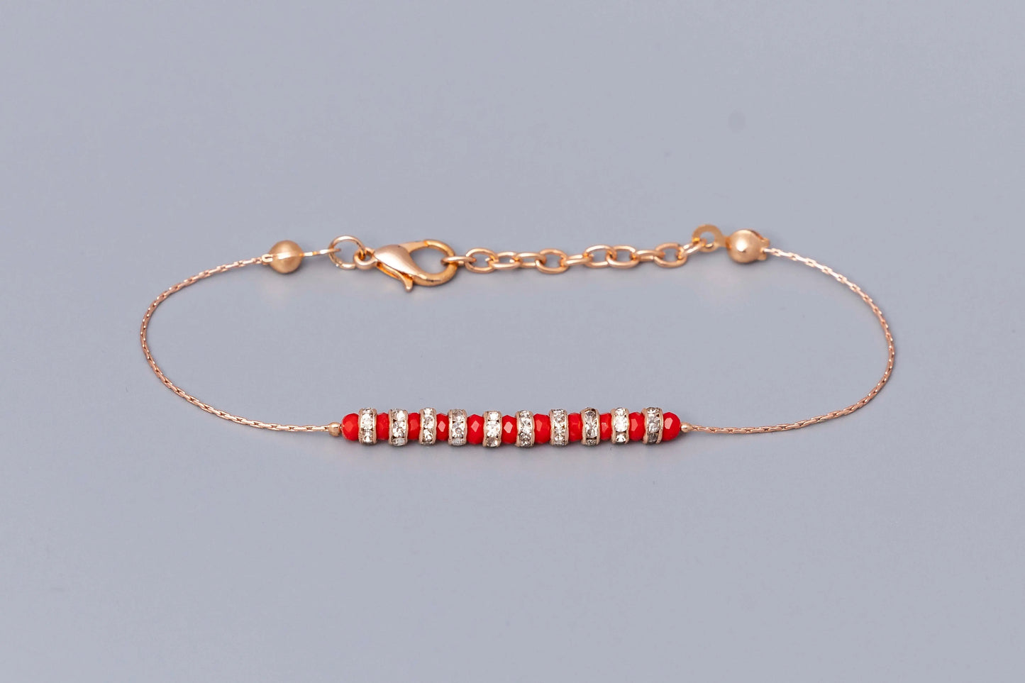 Rose Gold Red & Gold Beads Bracelet Hey Bou