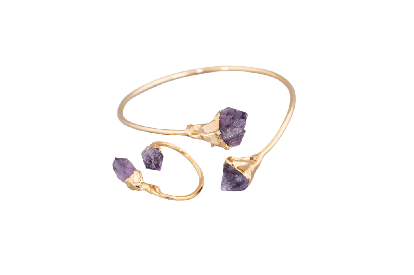 Gold Plated Raw Amethyst Bracelet HeyBou
