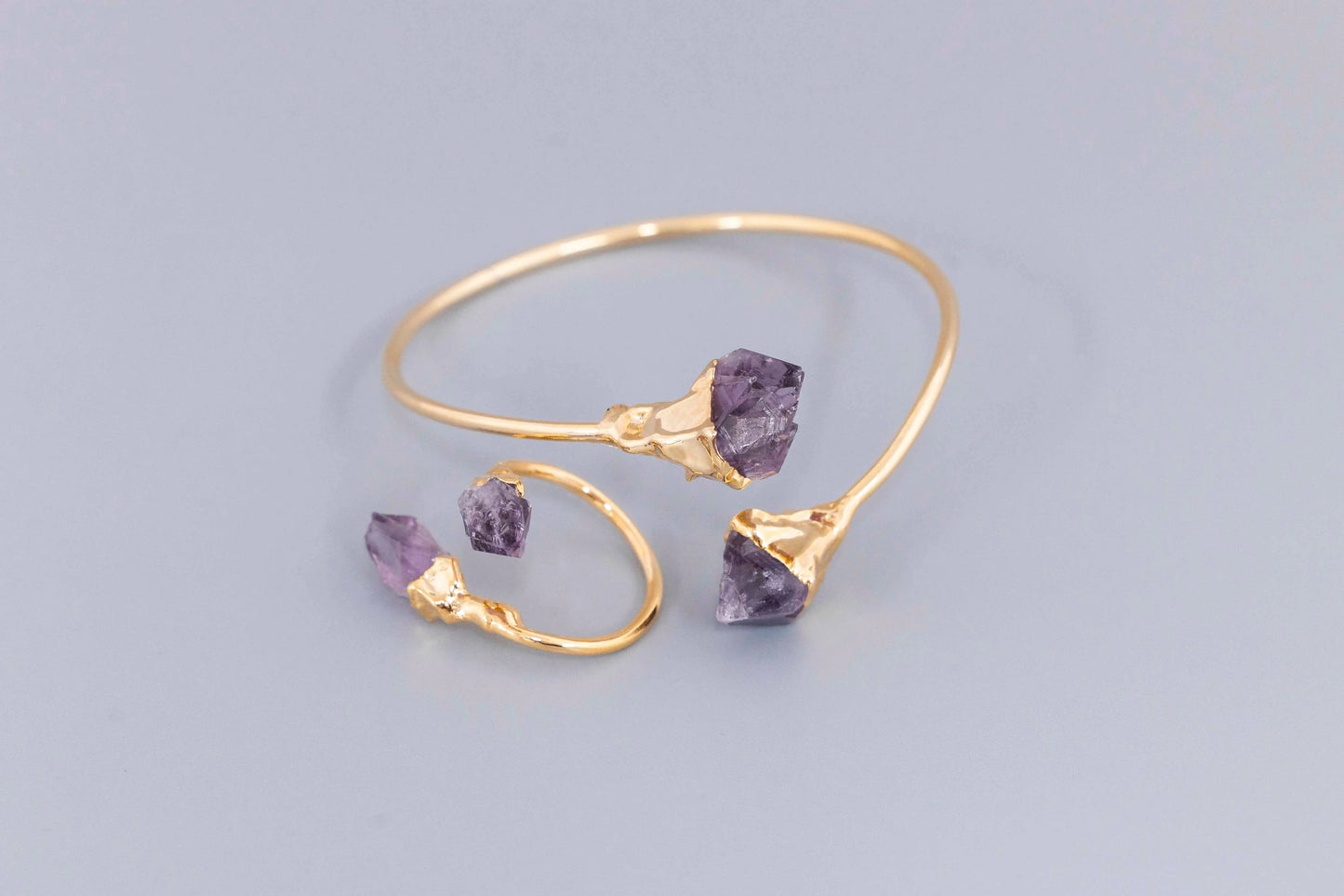 Gold Plated Raw Amethyst Bracelet HeyBou