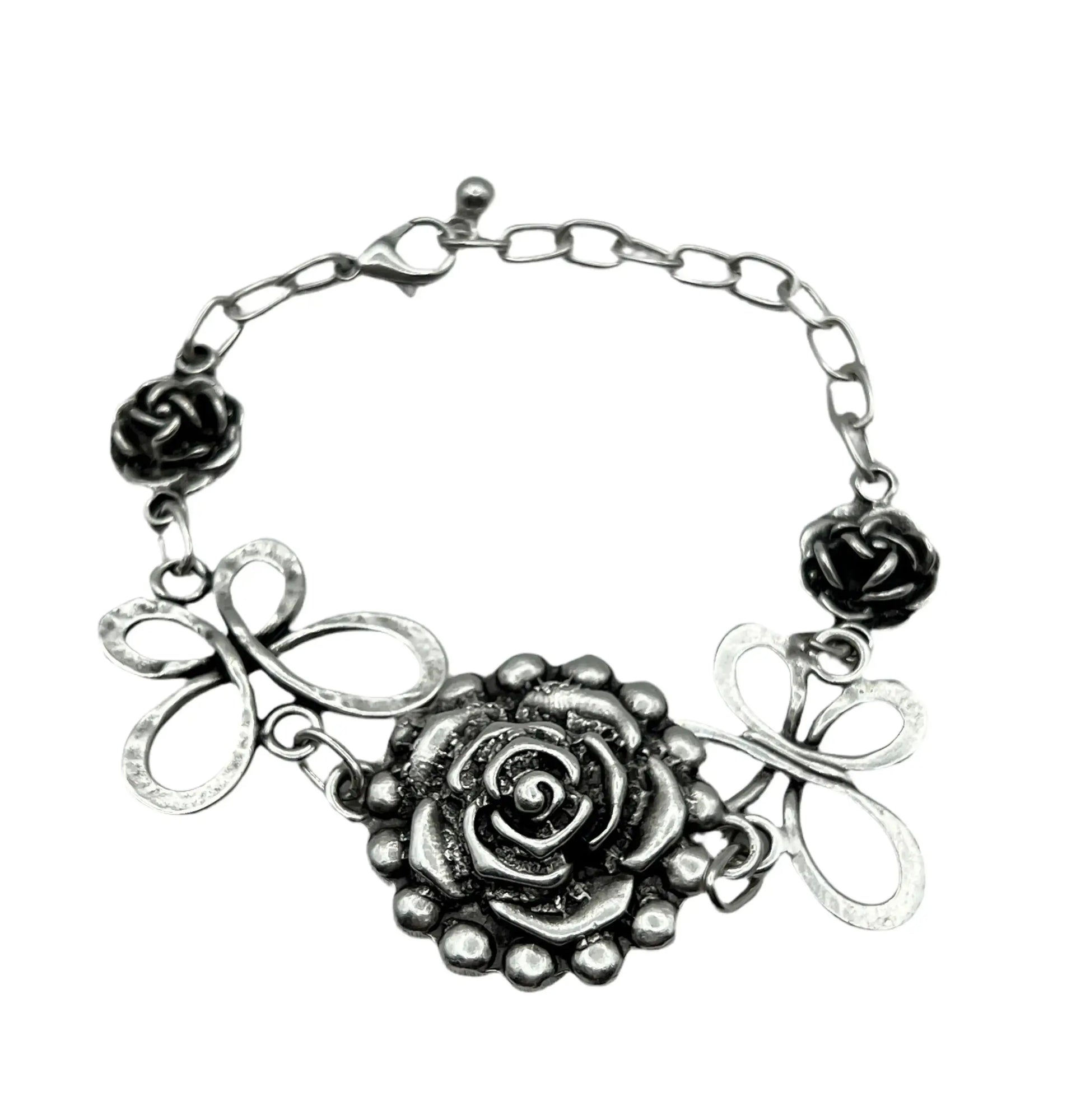 Rose Butterfly Silver Plated Bracelet Hey Bou