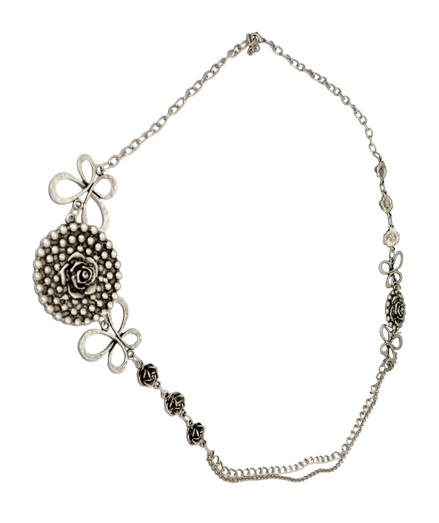 Silver Plated Rose Butterfly Necklace Hey Bou