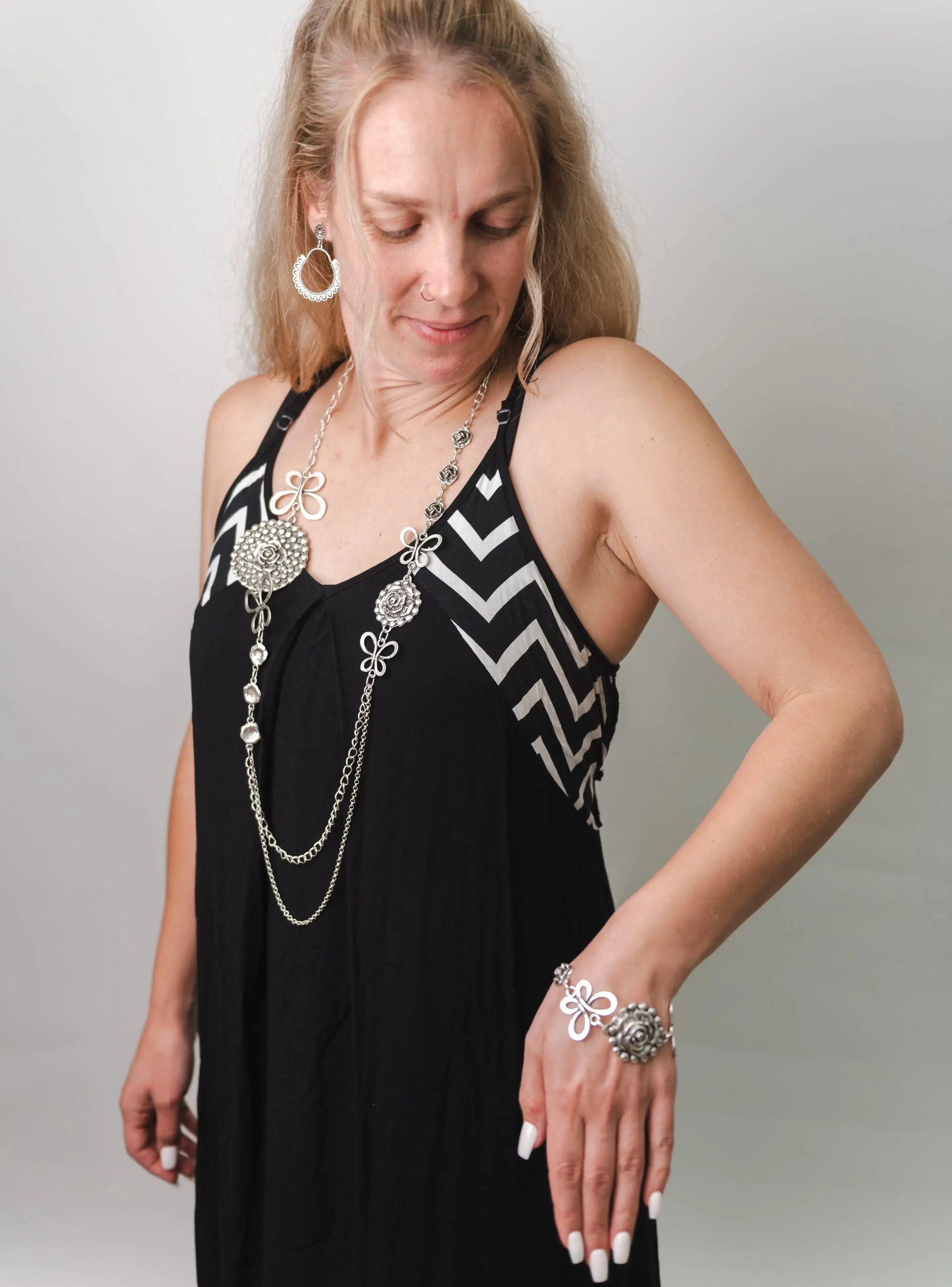 Silver Plated Rose Butterfly Necklace Hey Bou