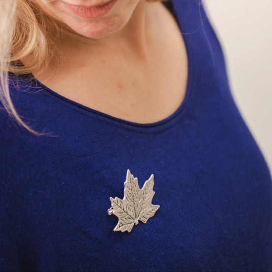 Silver Plated Sycamore Leaf Brooch Hey Bou
