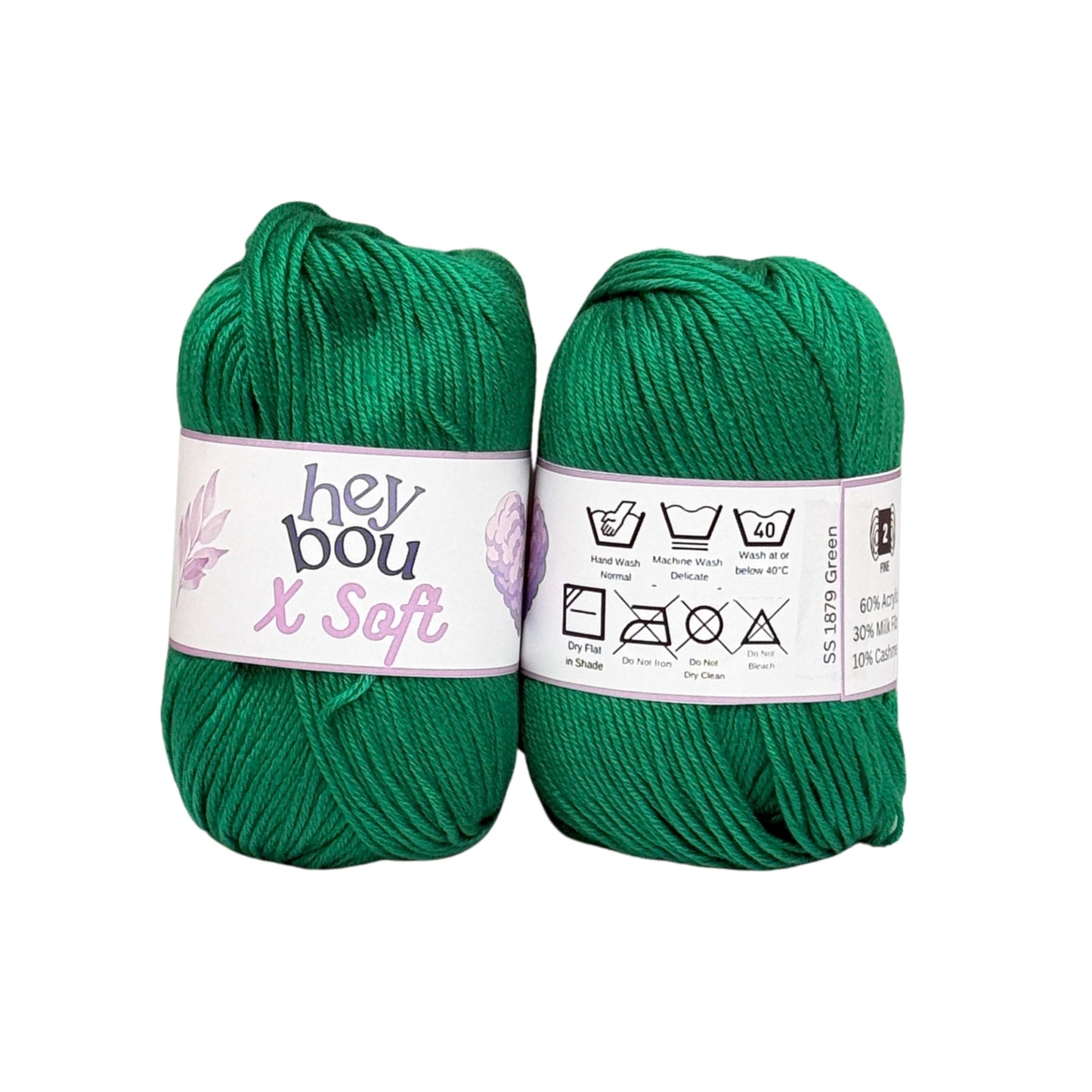 X Soft Yarn, 60% Acrylic, 30% Milk Fibre and 10% Cashmere, 50g Ball HeyBou