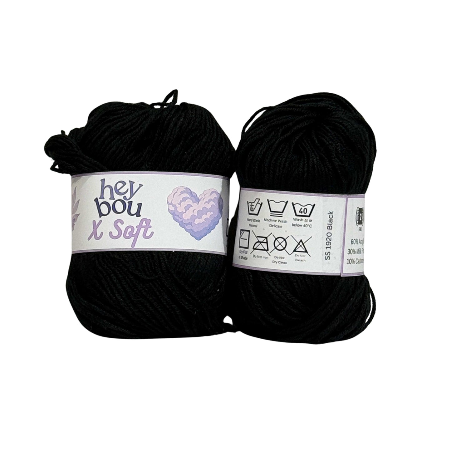 X Soft Yarn, 60% Acrylic, 30% Milk Fibre and 10% Cashmere, 50g Ball HeyBou