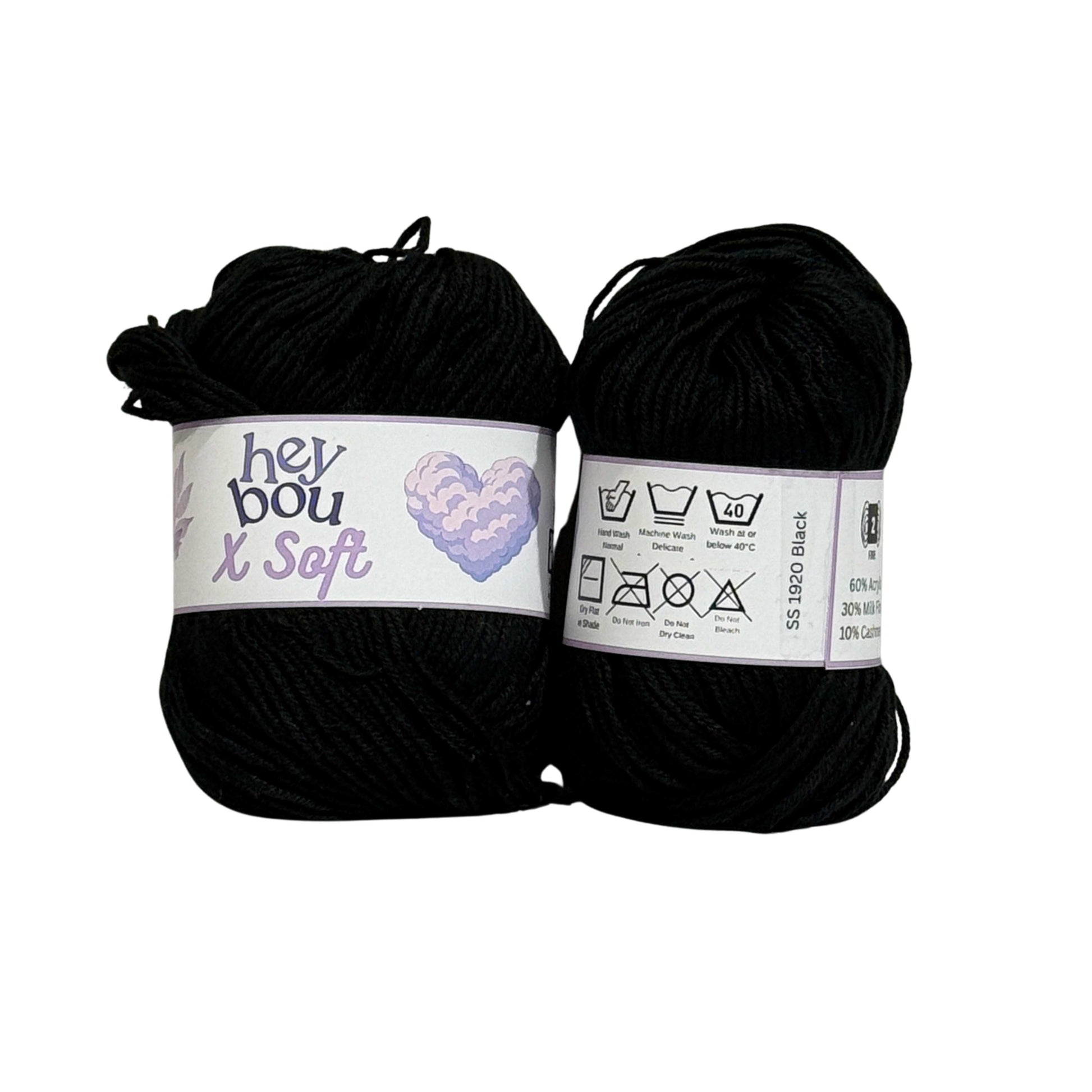 X Soft Yarn, 60% Acrylic, 30% Milk Fibre and 10% Cashmere, 50g Ball HeyBou
