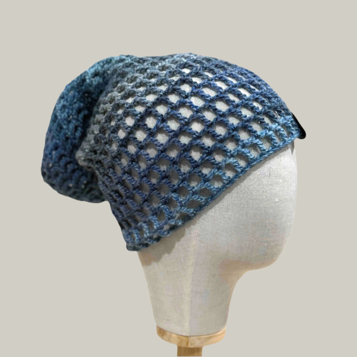 Sierra Blue Child/Adult Treble Crochet Slouchy Beanie 48-64cm H 36cm HeyBou - Made by Lisa