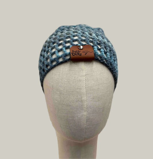 Sierra Blue Child Treble Crochet Slouchy Beanie 40-57cm H 23cm HeyBou