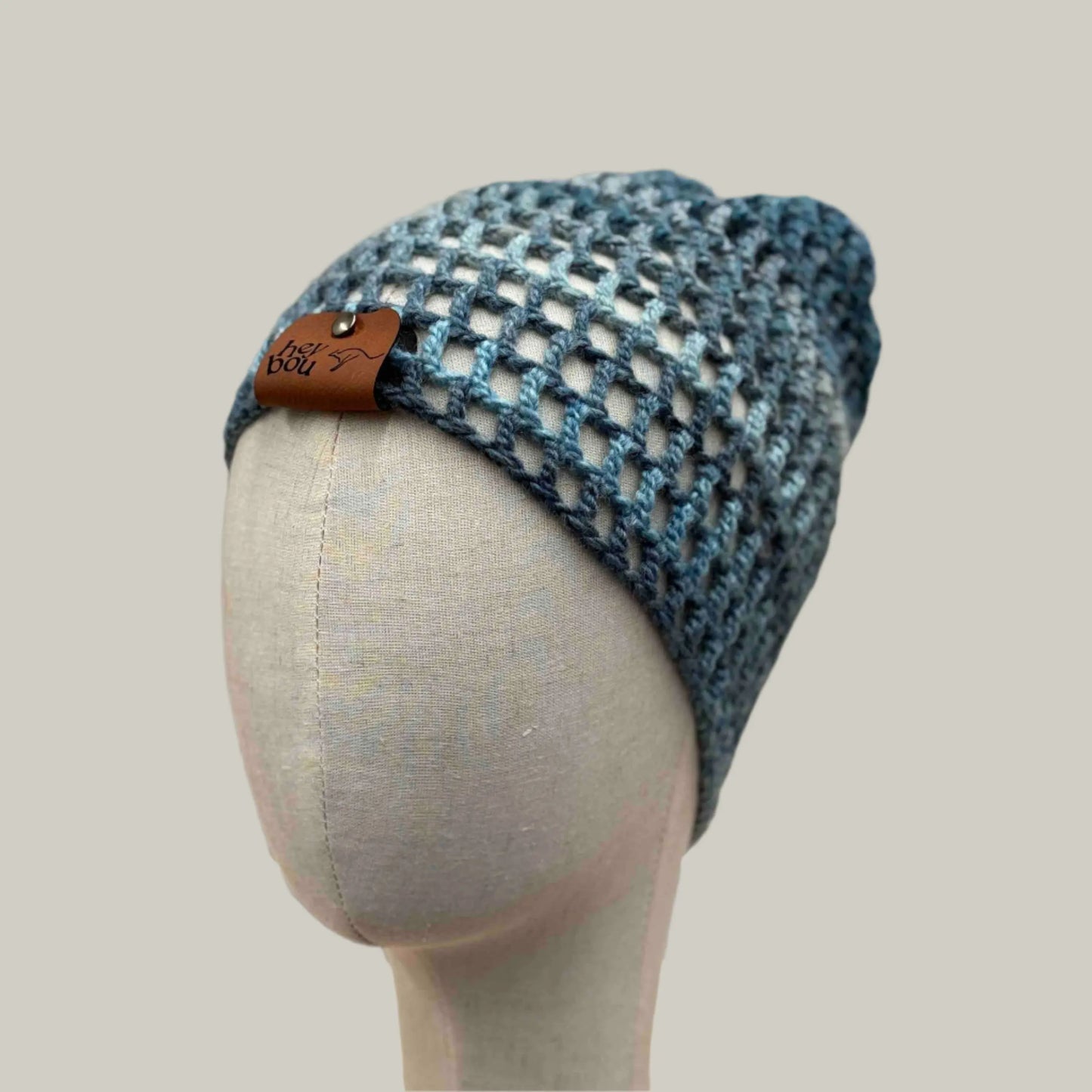 Sierra Blue Child Treble Crochet Slouchy Beanie 40-57cm H 23cm HeyBou