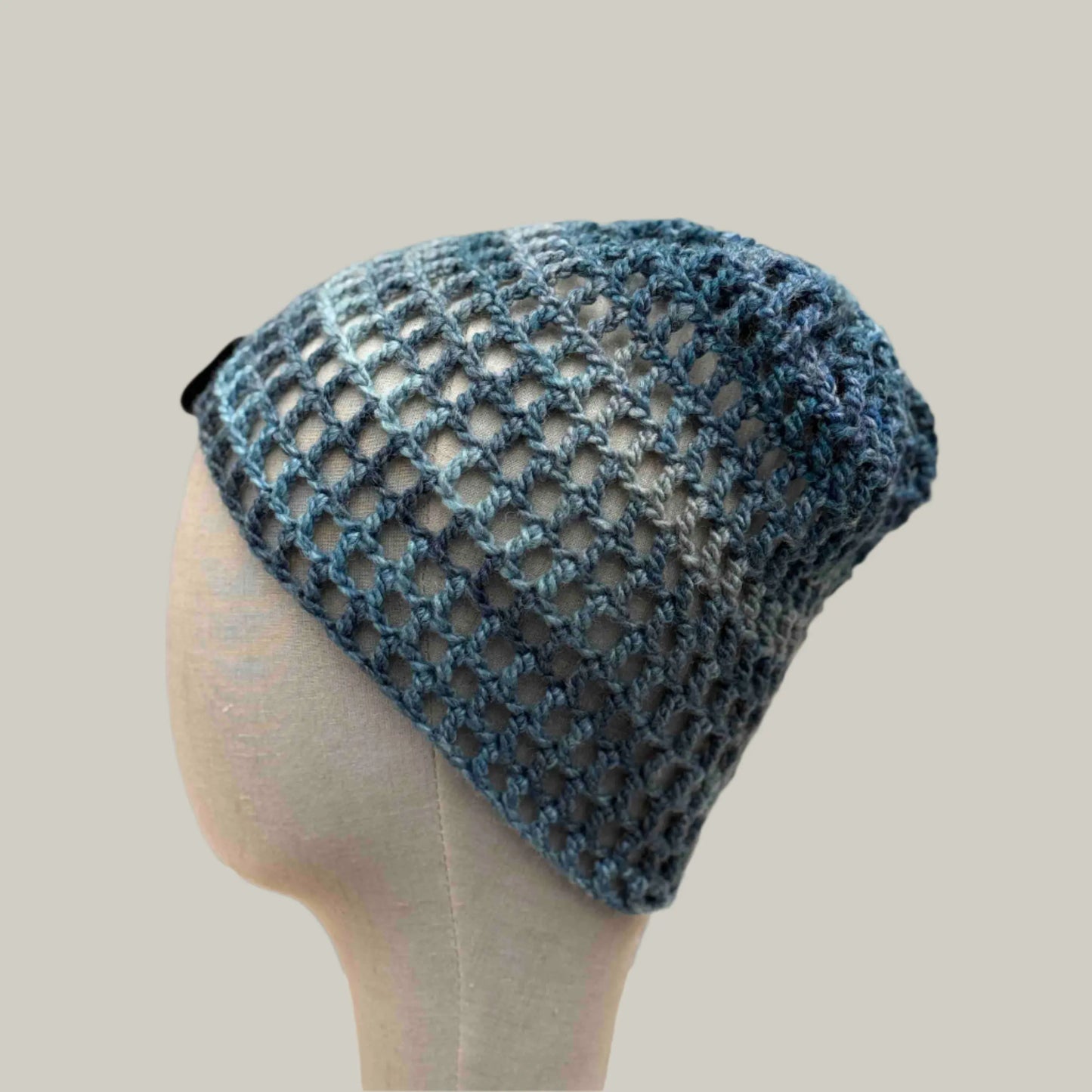 Sierra Blue Child Treble Crochet Slouchy Beanie 40-57cm H 23cm HeyBou