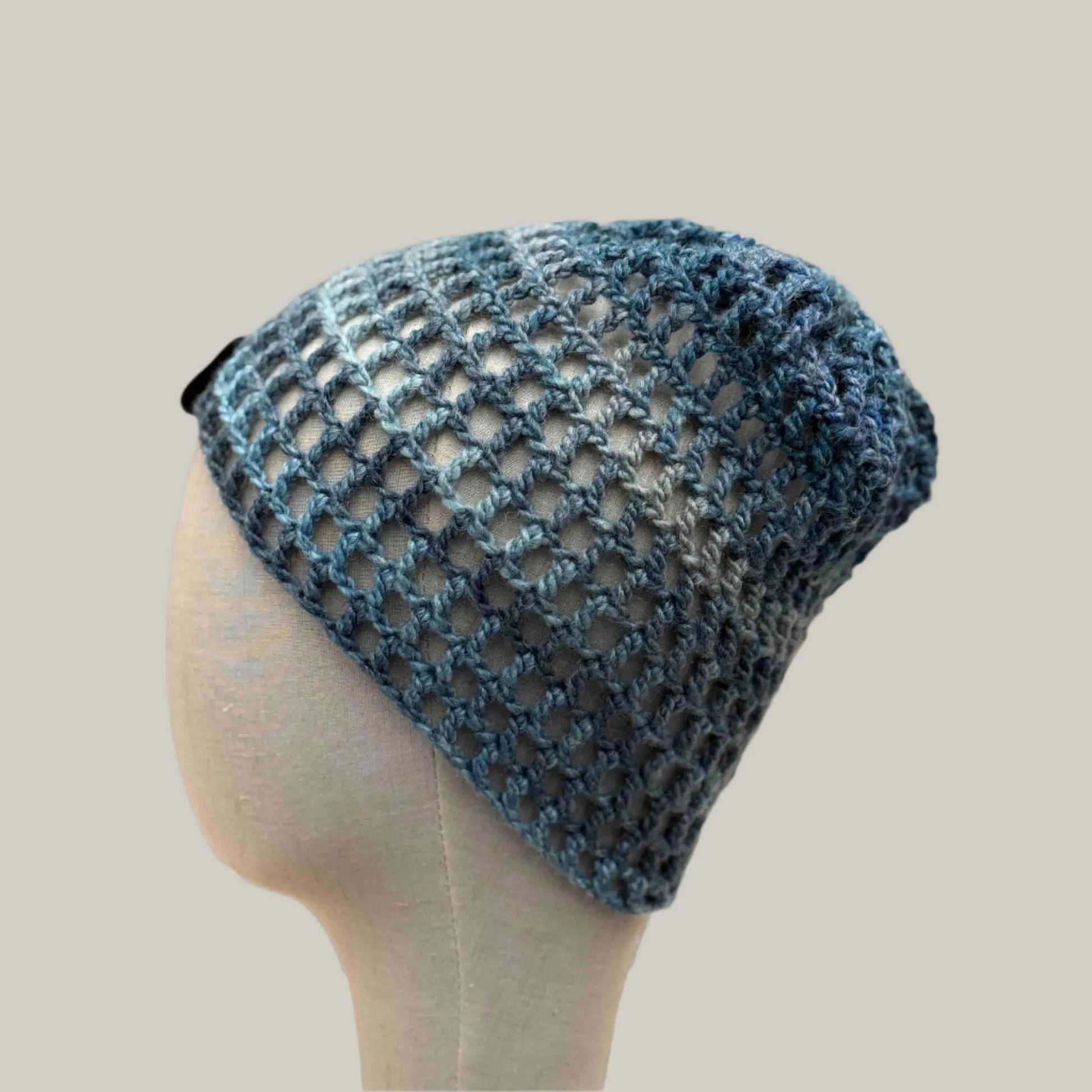 Sierra Blue Child Treble Crochet Slouchy Beanie 40-57cm H 23cm HeyBou