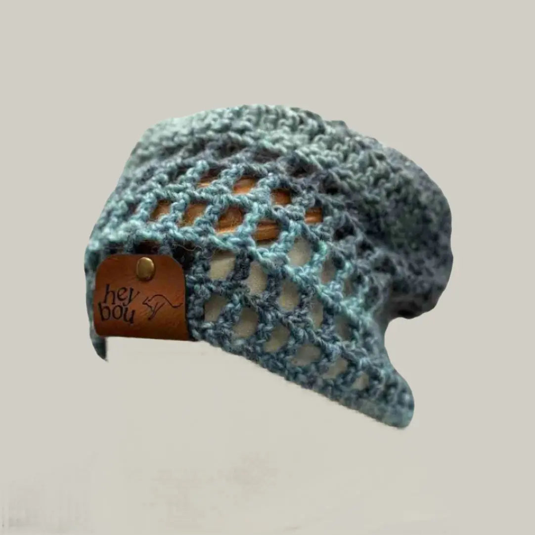 Sierra Blue Treble Crochet Baby Beanie 37-51cm H 17cm HeyBou - Made by Lisa