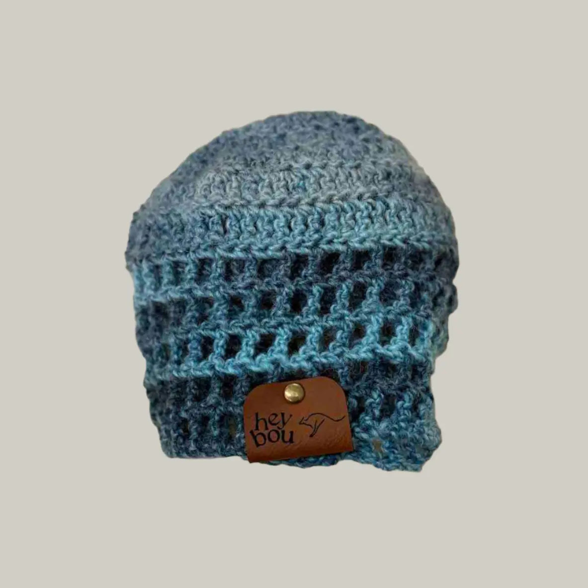 Sierra Blue Treble Crochet Baby Beanie 37-51cm H 17cm HeyBou - Made by Lisa