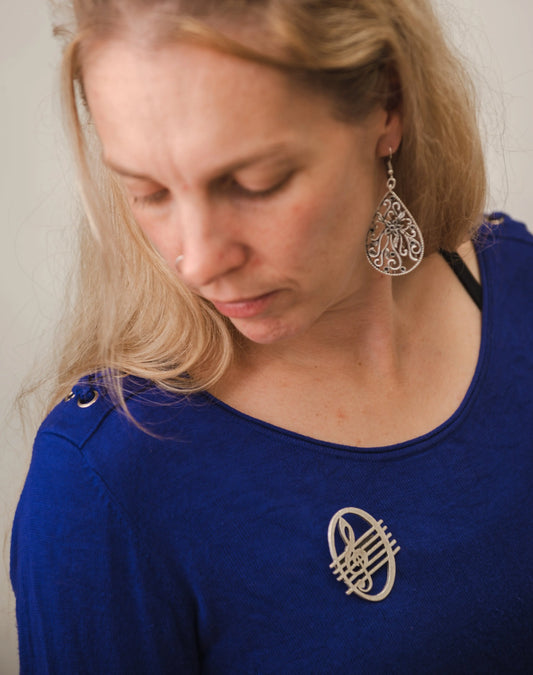 Silver Plated Musical Stave Brooch Hey Bou