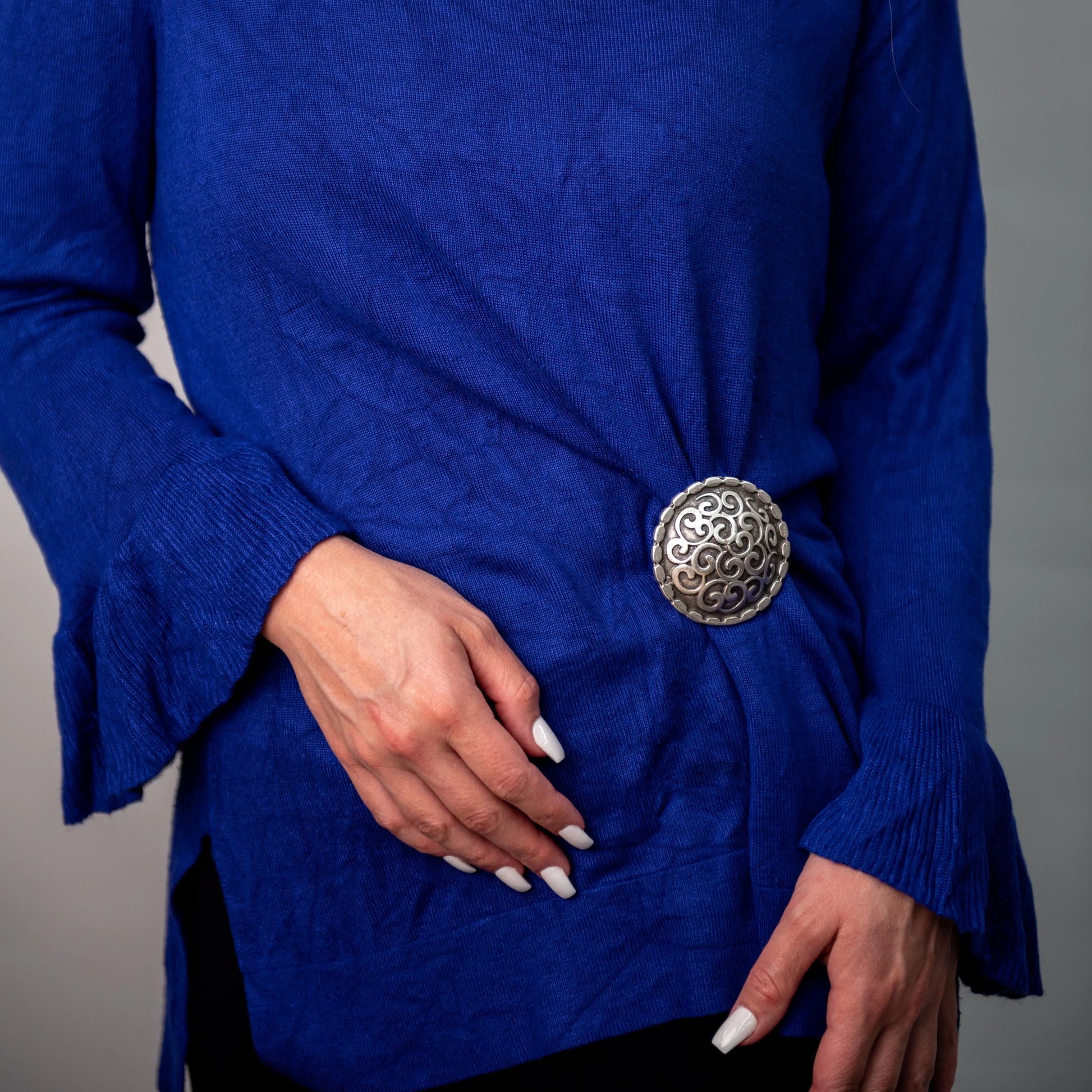 Silver Plated Swirling Shield Brooch Hey Bou