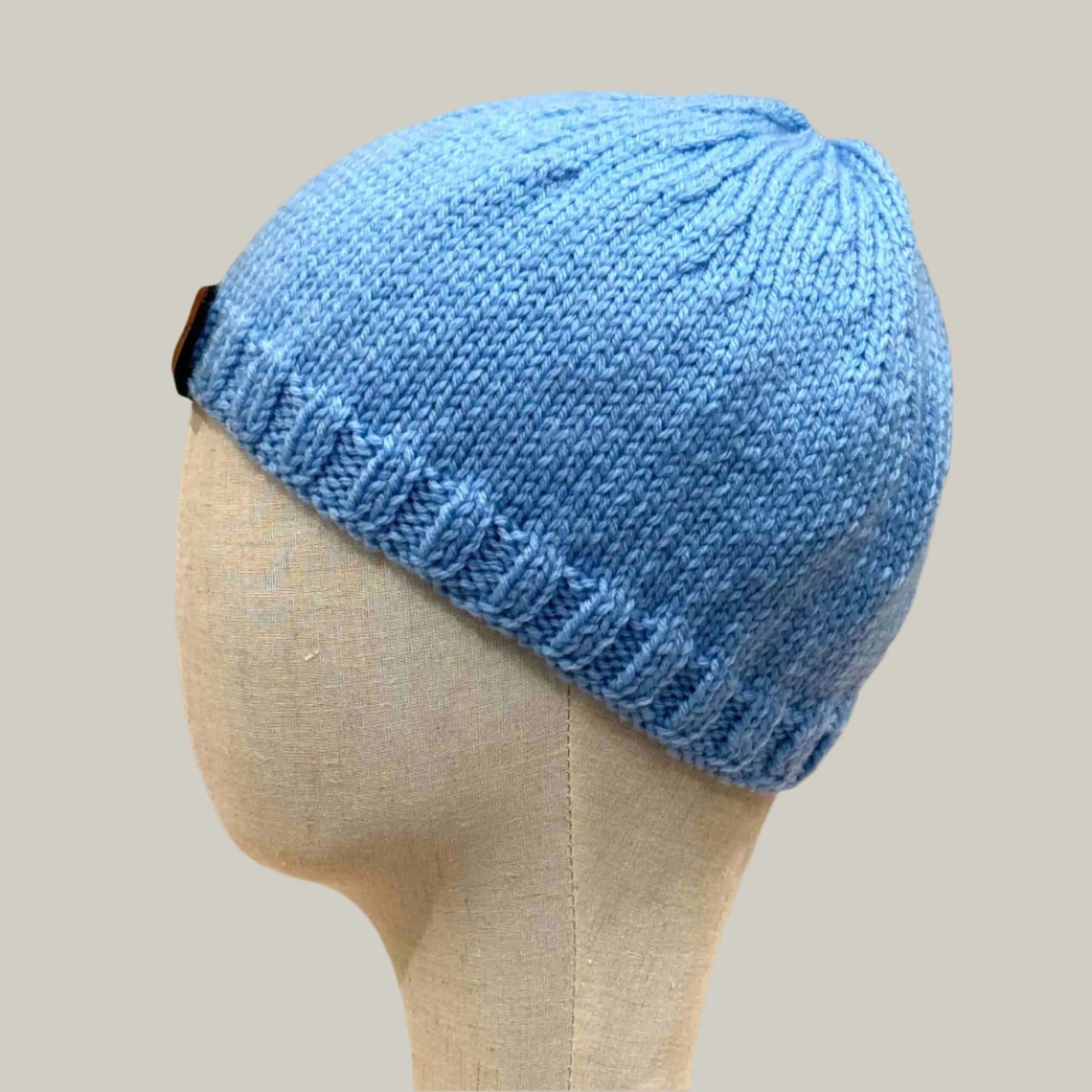 Sky Blue Knit Child/Adult Beanie 48-65cm H 21cm HeyBou - Made by Lisa