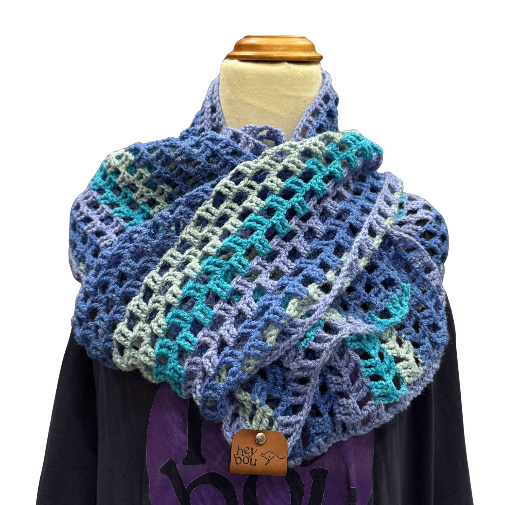 Sparkle Blue 2 Treble Long Scarf 193cm by 24cm HeyBou