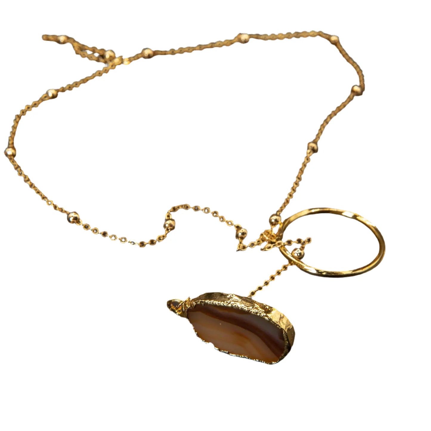 Agate Natural Stone Gold Plated Necklaces Hey Bou