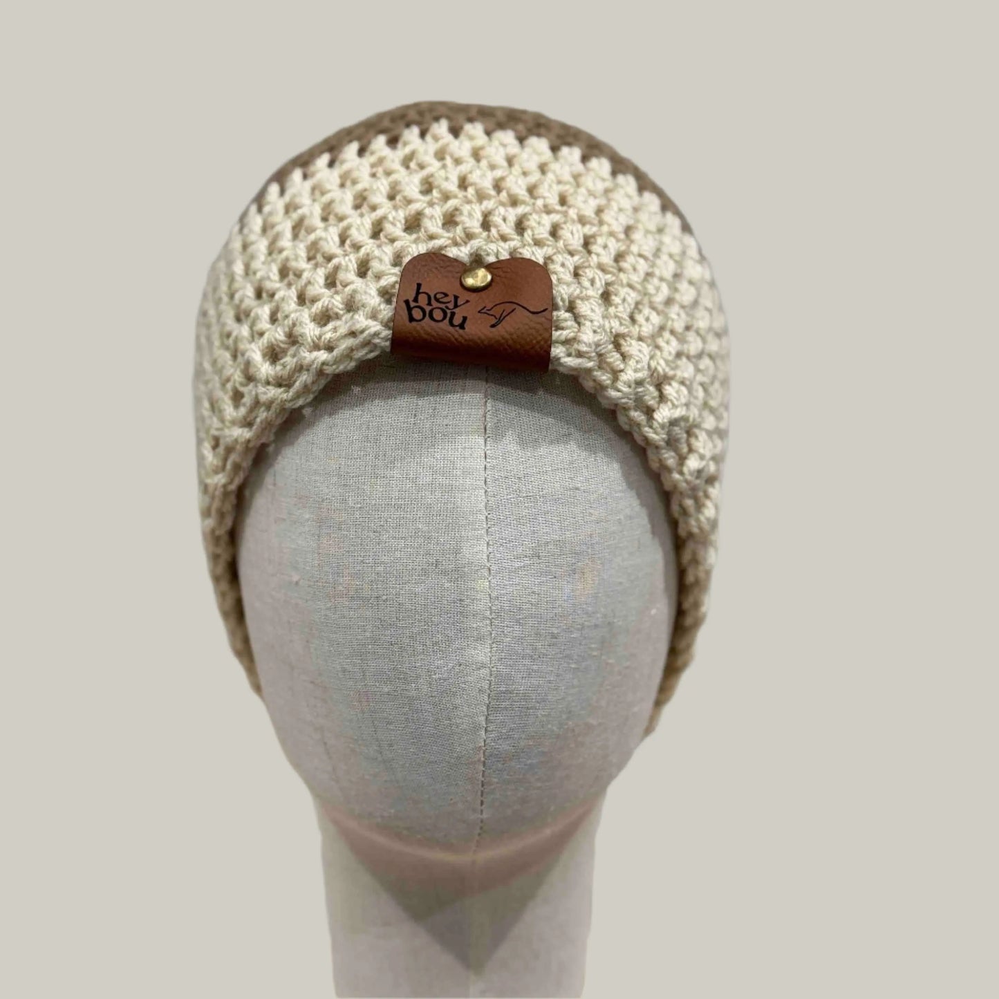 Brown Tan Double Crochet 2cm Rib Adult Beanie 56-68cm H 24cm HeyBou - Made by Lisa