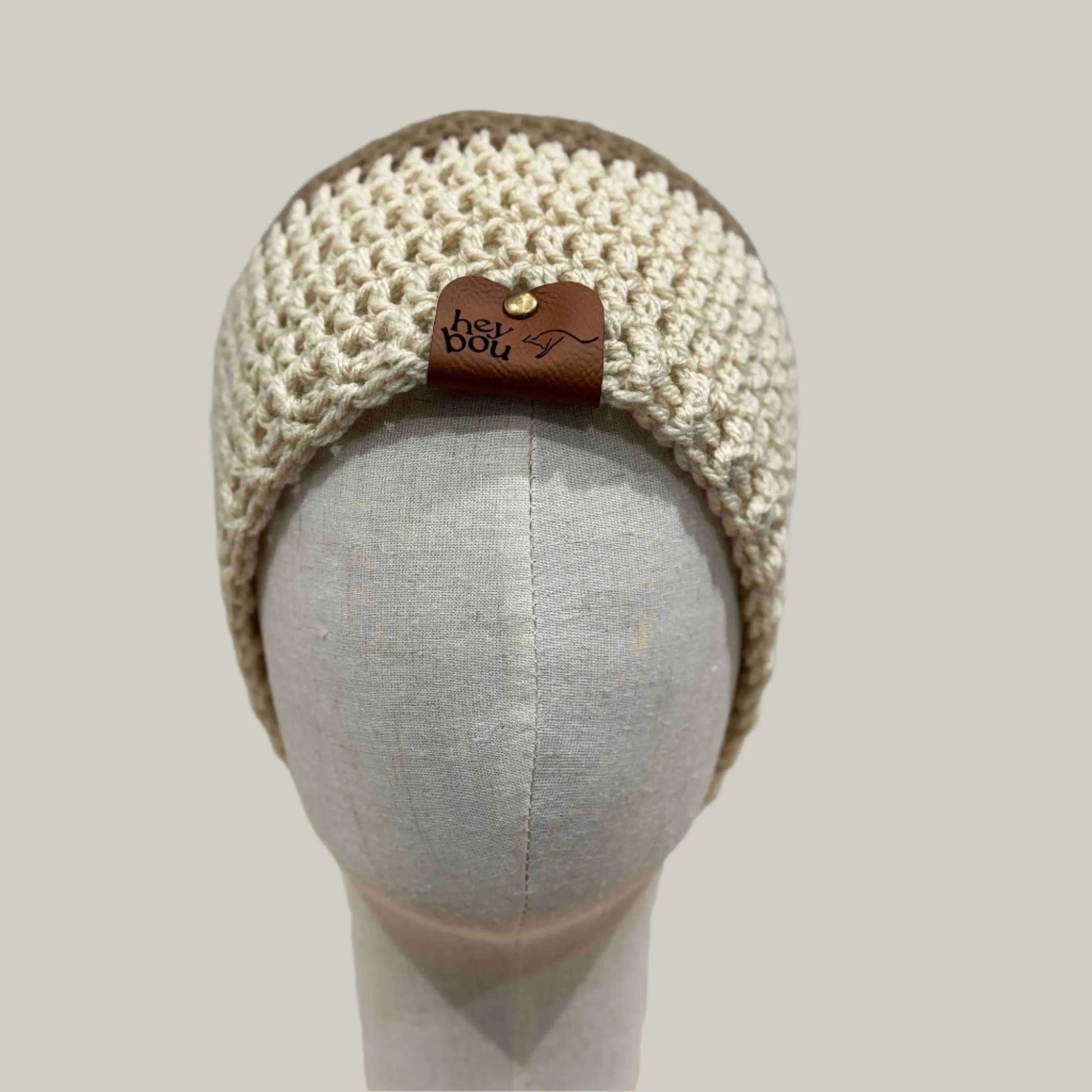 Brown Tan Double Crochet 2cm Rib Adult Beanie 56-68cm H 24cm HeyBou - Made by Lisa