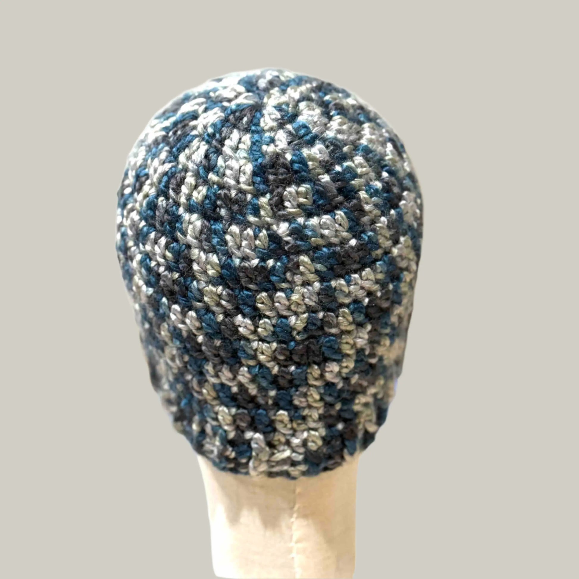 Teal & Grey Soft Child/Adult Double Crochet Beanie 47-62cm H 21cm HeyBou - Made by Lisa