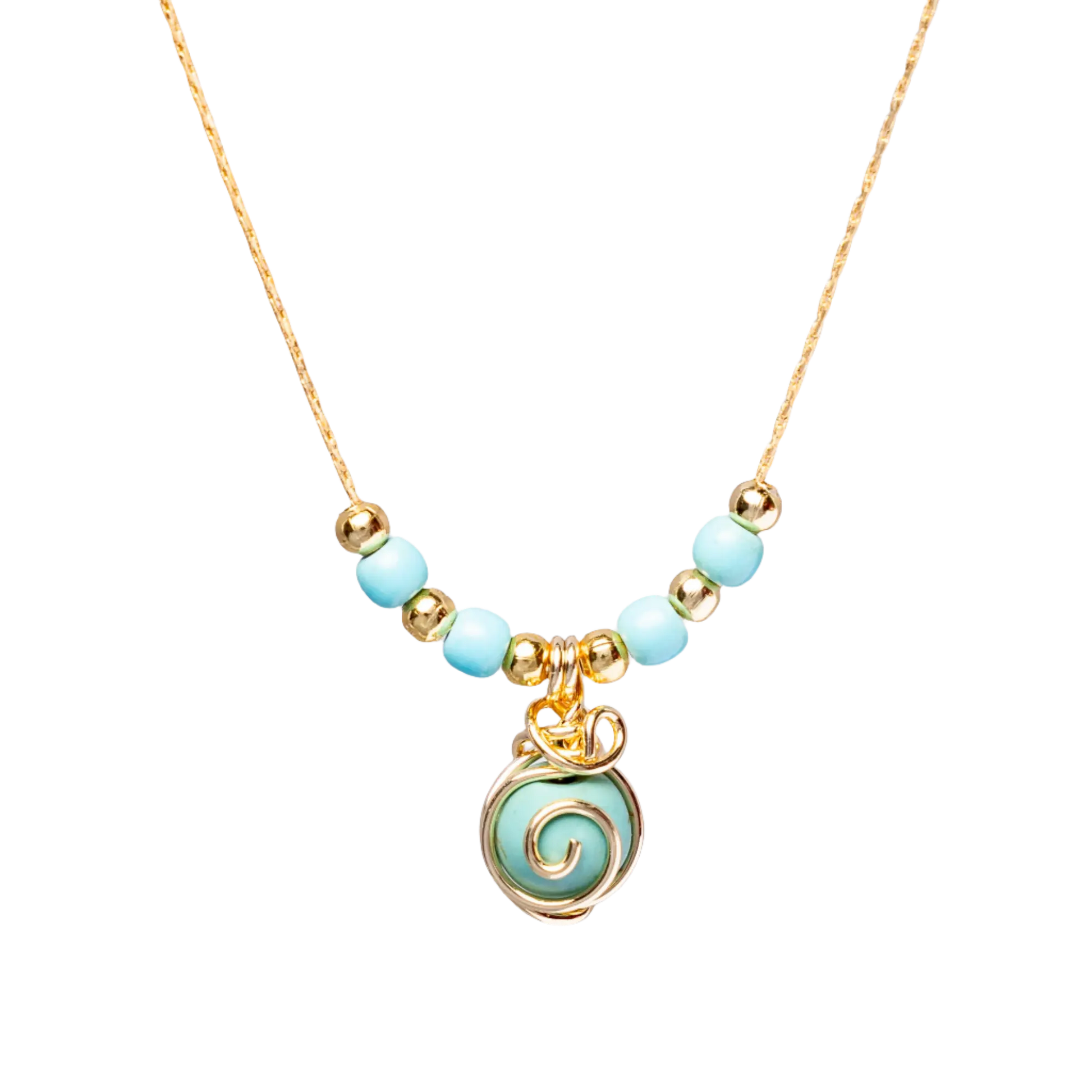 Gold Plated Natural Stone Agate Sphere Swirl & Beads Necklaces Hey Bou