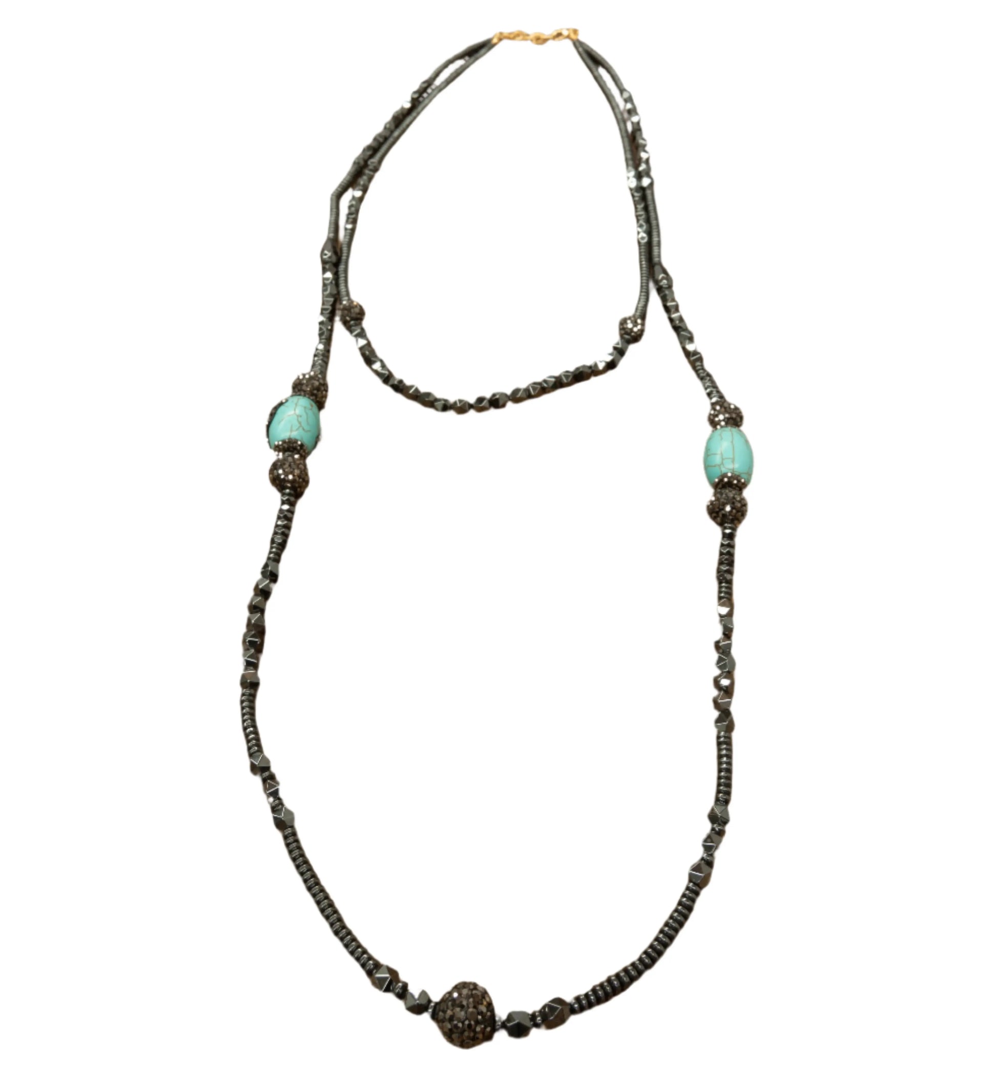Turquoise Hematite Beaded Necklace Hey Bou