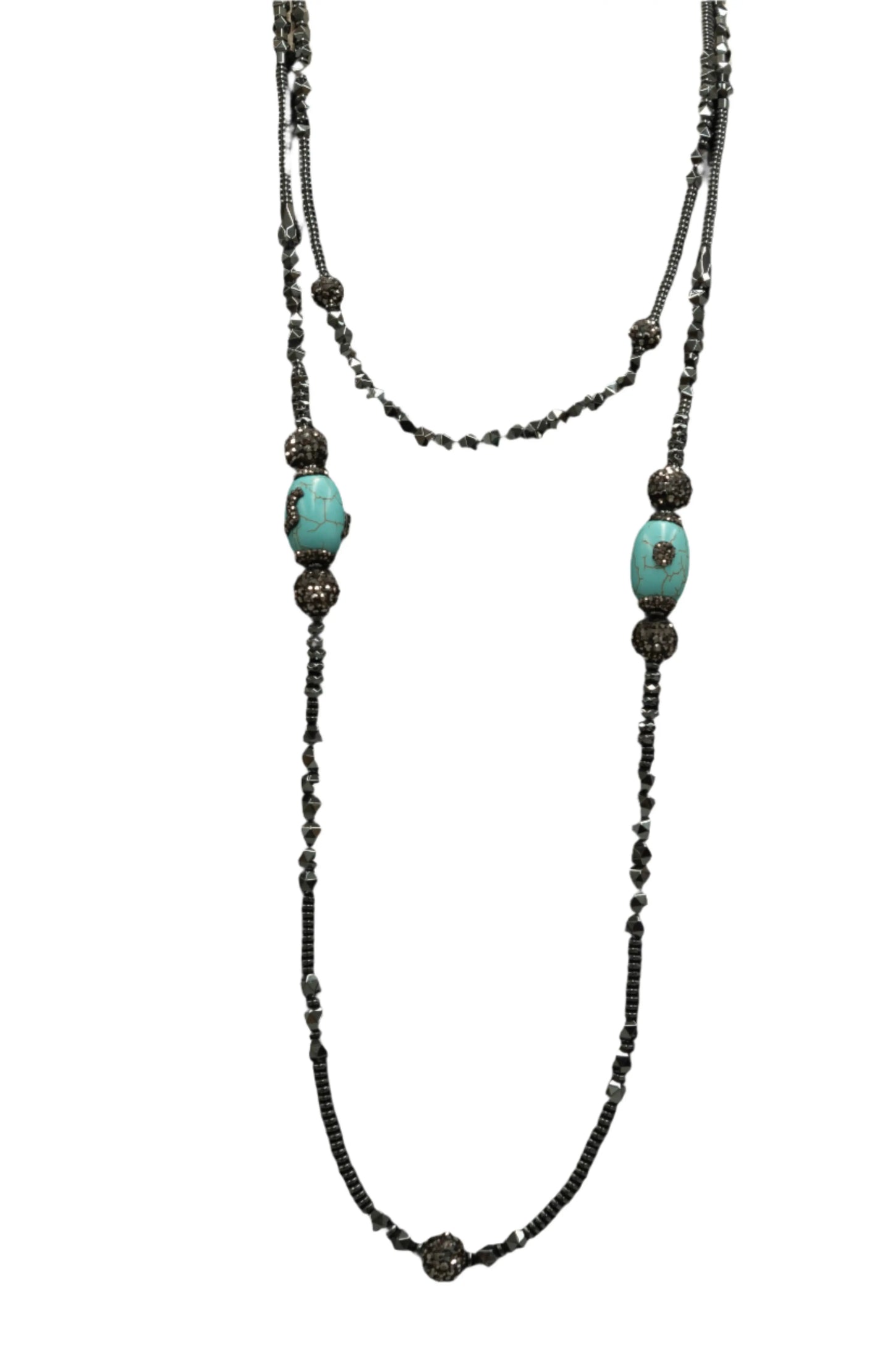 Turquoise Hematite Beaded Necklace Hey Bou