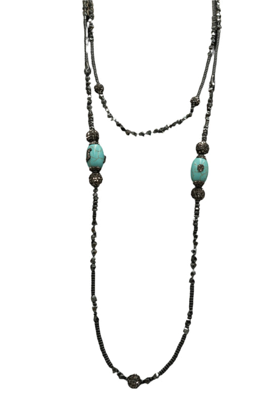 Turquoise Hematite Beaded Necklace Hey Bou