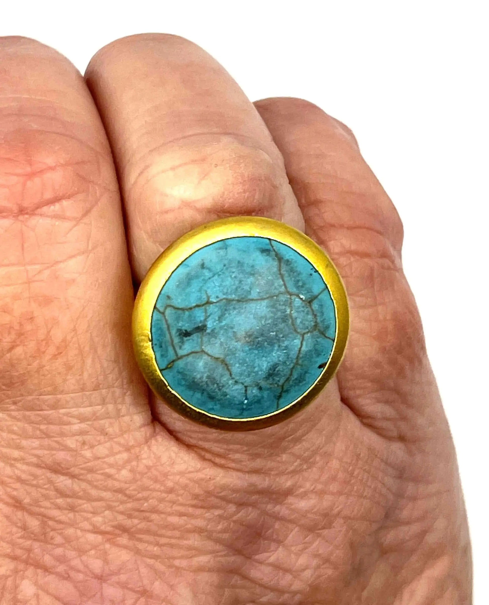 Gold Plated Natural Stone Ring - various colours Hey Bou