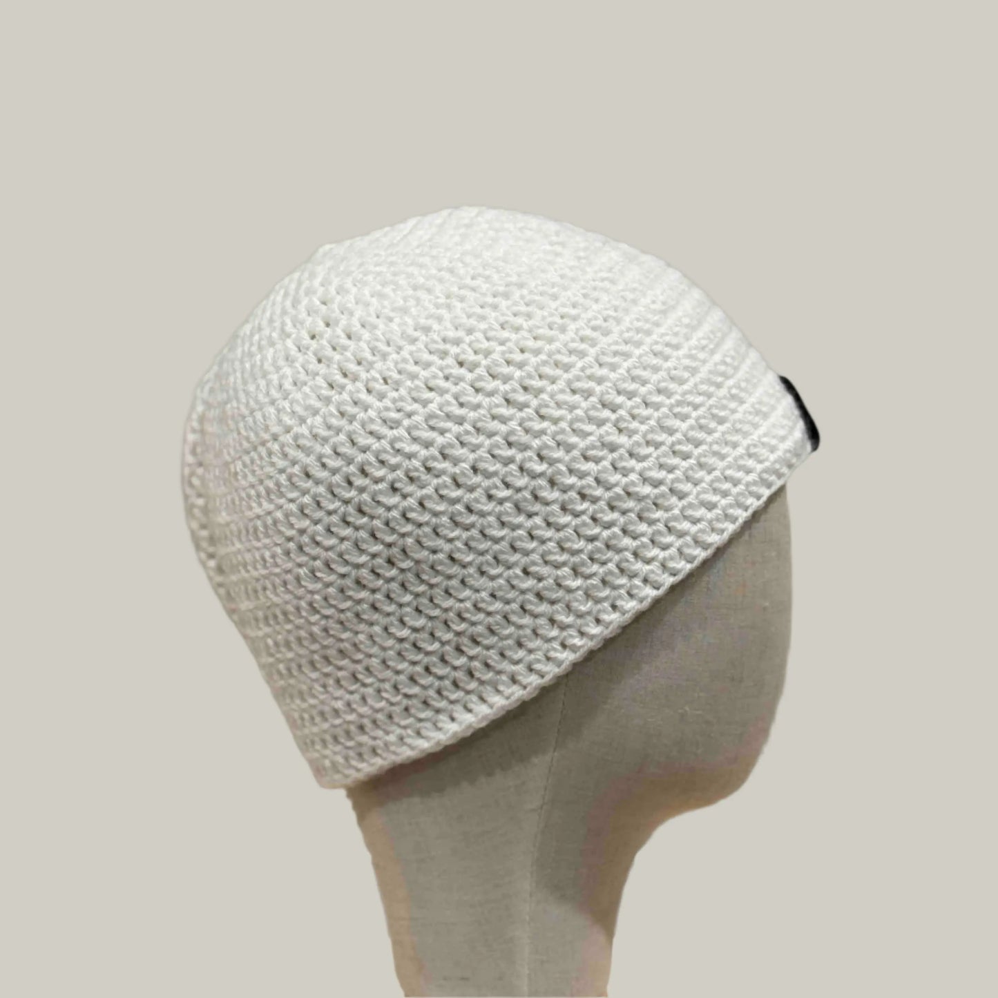 White Double Crochet Adult Beanie 55-68cm H 21cm HeyBou - Made by Lisa