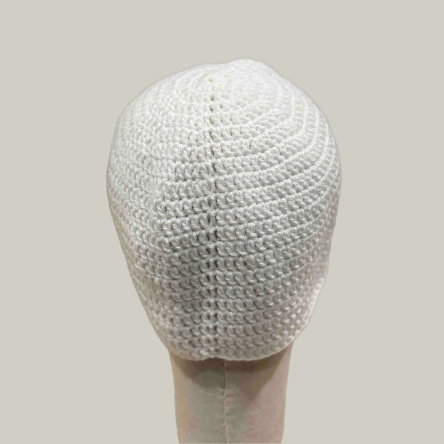 White Double Crochet Adult Beanie 55-68cm H 21cm HeyBou - Made by Lisa