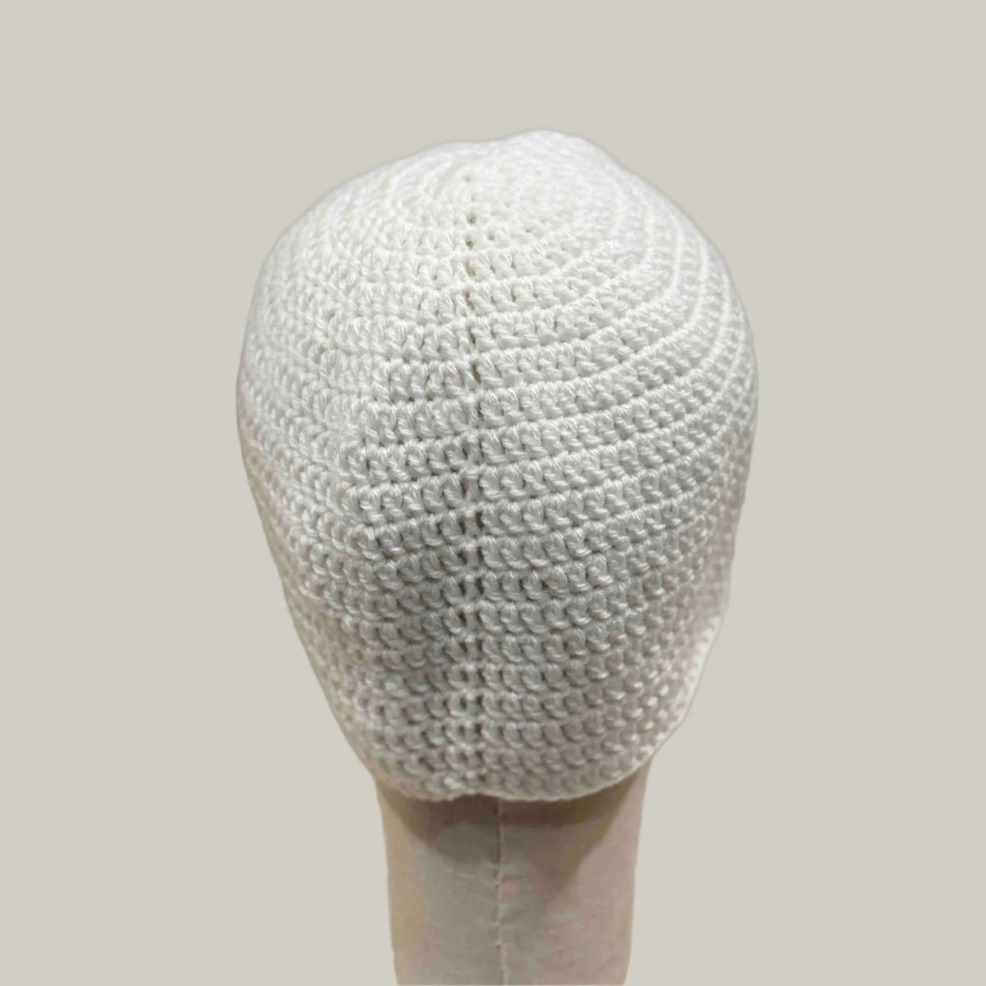 White Double Crochet Adult Beanie 55-68cm H 21cm HeyBou - Made by Lisa