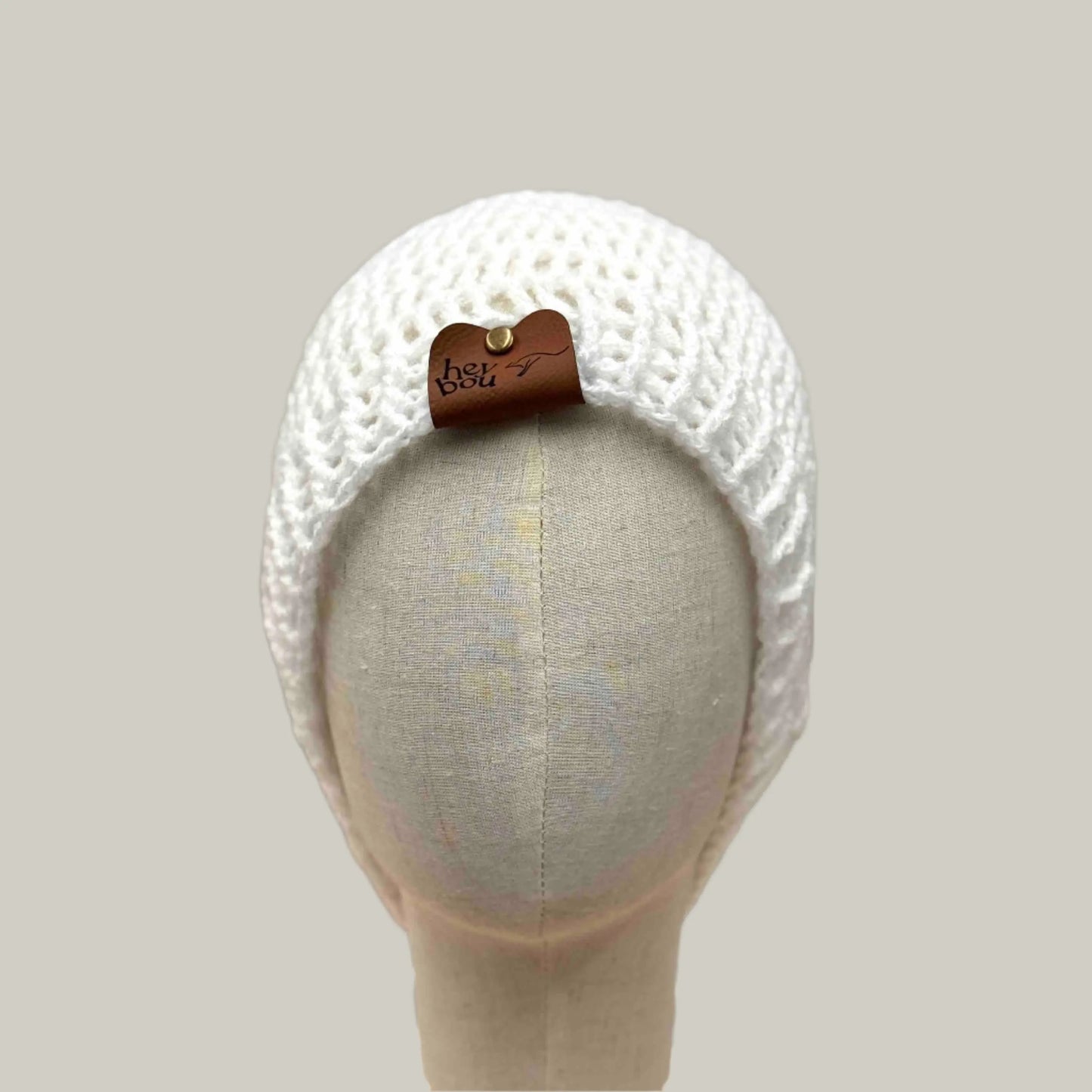 White Treble Crochet 2 Inch Rib Long Adult Beanie 55-67cm H 25cm HeyBou - Made by Lisa