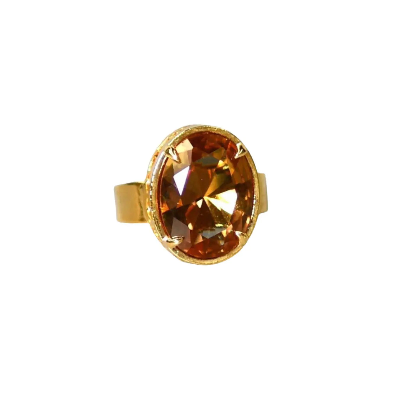 Gold Plated Zultanite Natural Stone Oval Ring Hey Bou