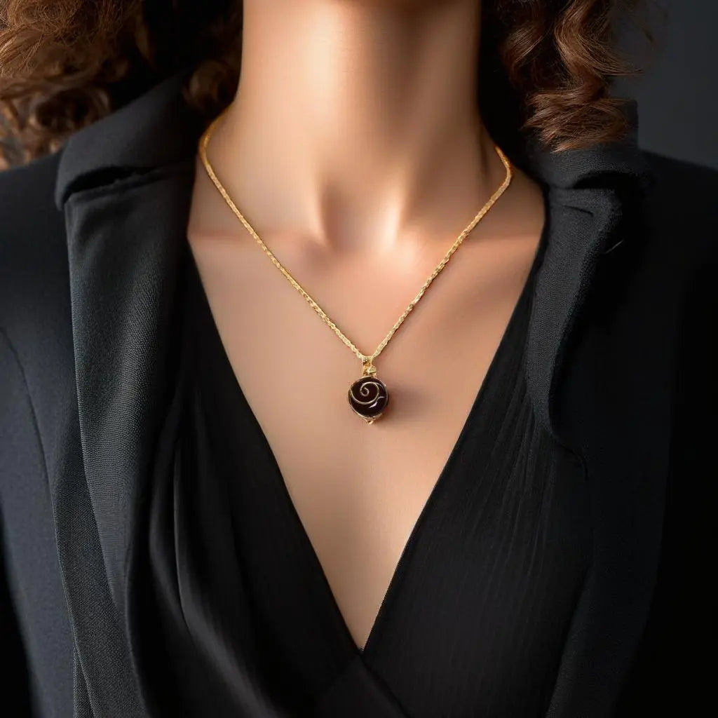 Gold Plated Natural Agate Swirl Classic Necklaces Hey Bou