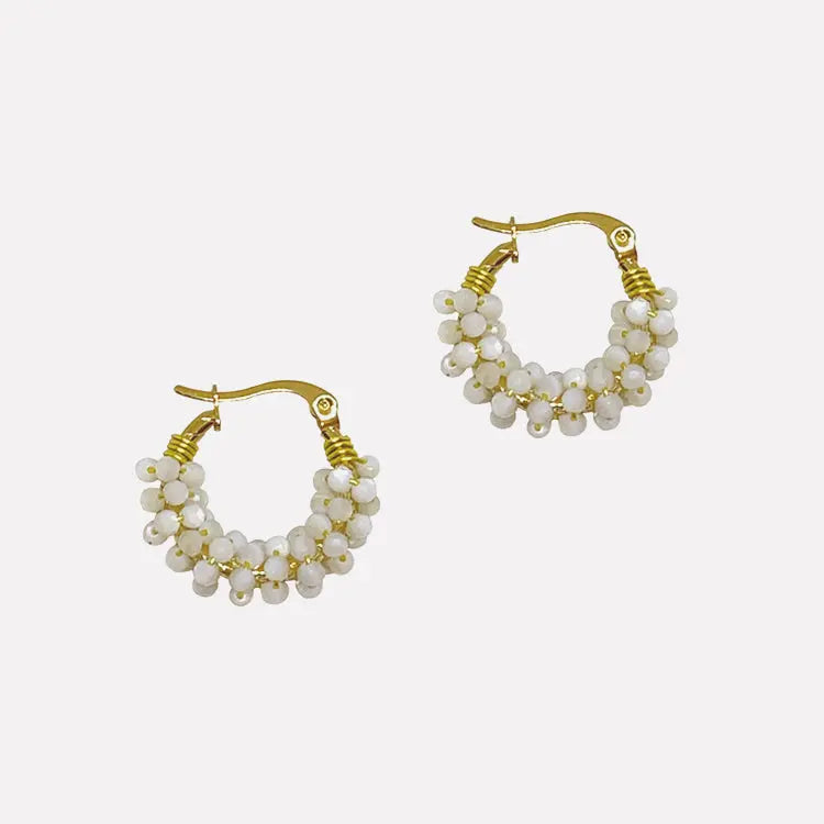 Mother of Pearl Cascara Hoop Earrings Arete