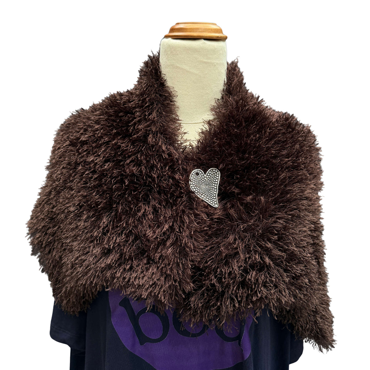 Brown Fluffy Wide Knitted Scarf 160cm x 32cm HeyBou