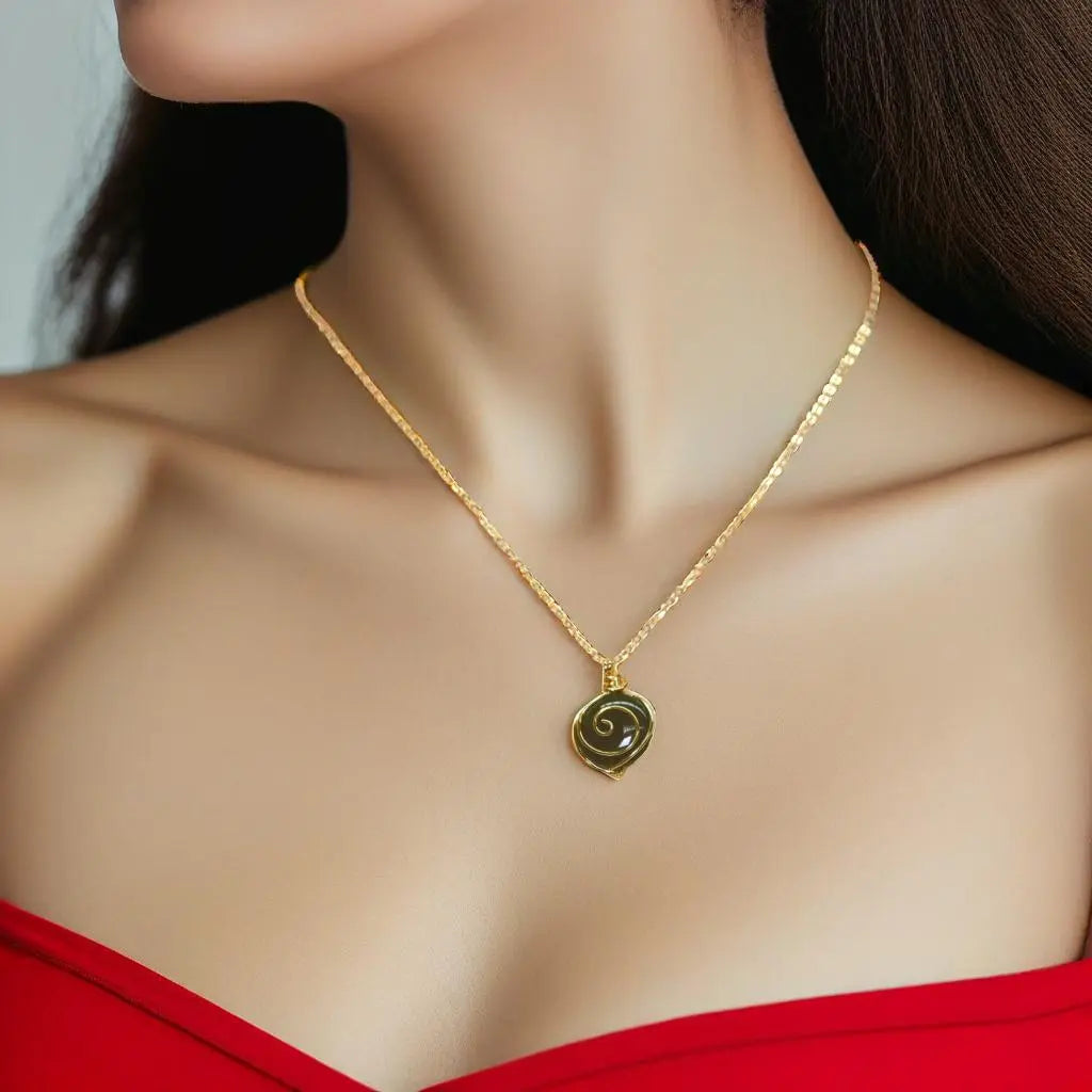 Gold Plated Natural Agate Swirl Classic Necklaces Hey Bou