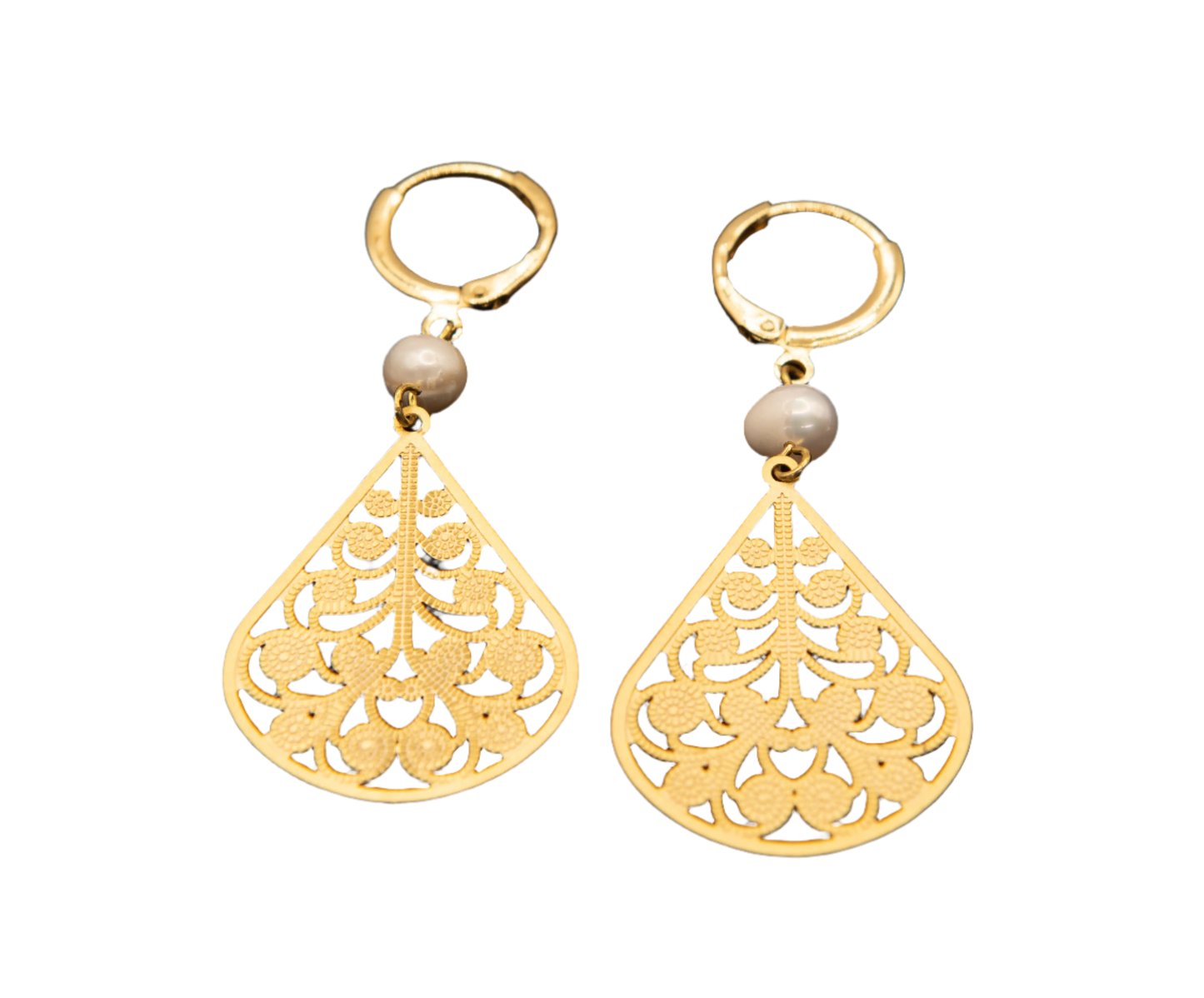 Gold Plated Freshwater Pearl Teardrop Earrings Hey Bou