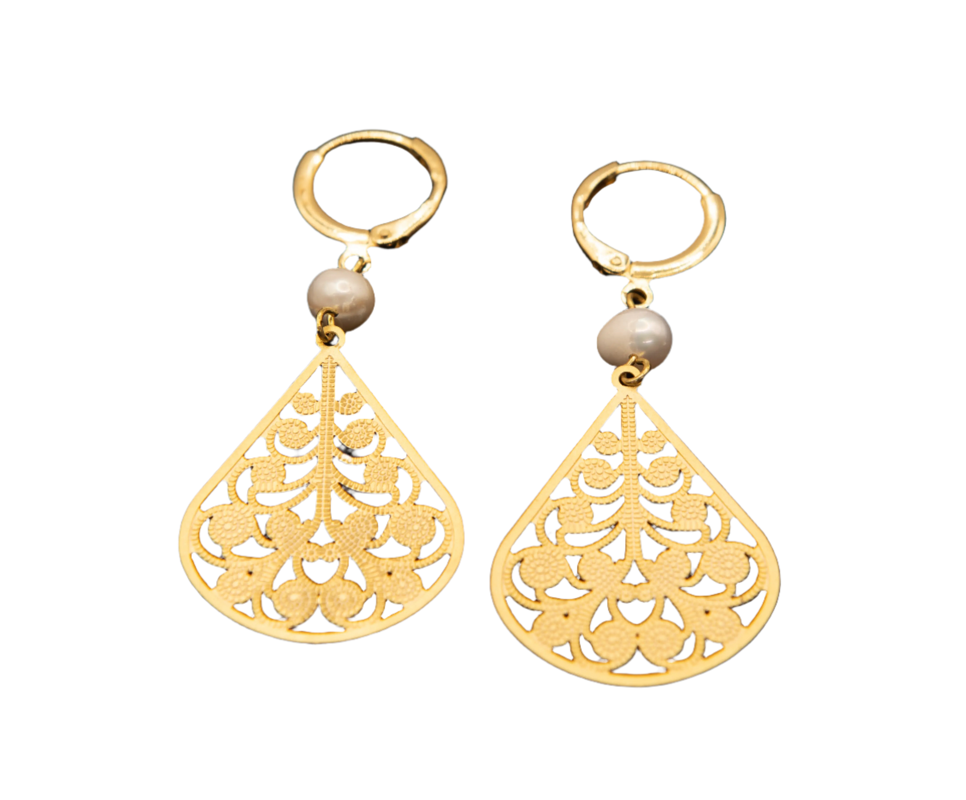 Gold Plated Freshwater Pearl Teardrop Earrings Hey Bou
