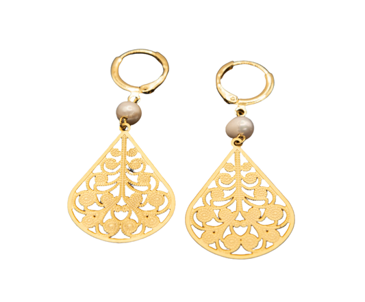 Gold Plated Freshwater Pearl Teardrop Earrings Hey Bou