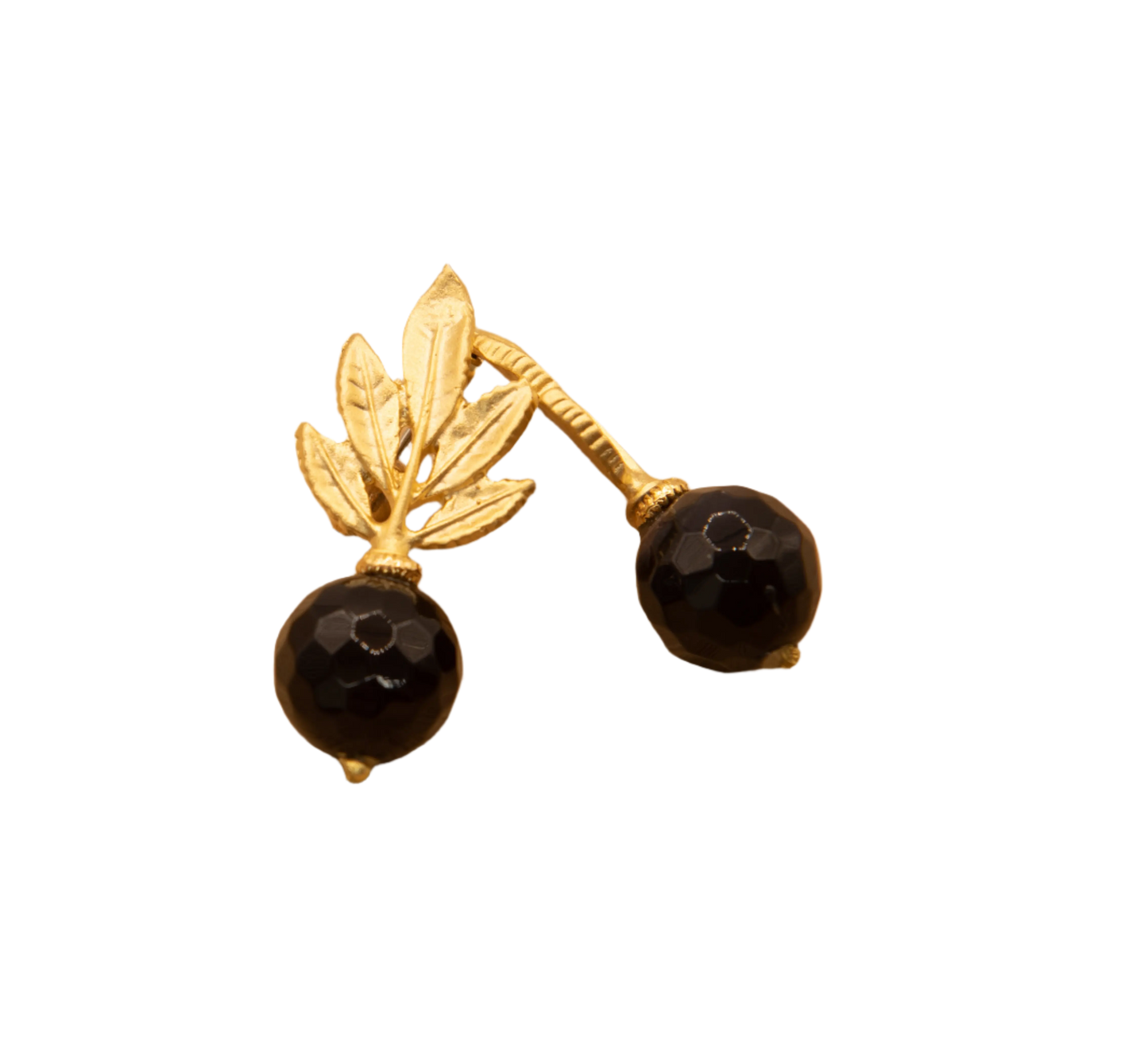 Gold Plated Purple Bead and Leaf Earrings Hey Bou