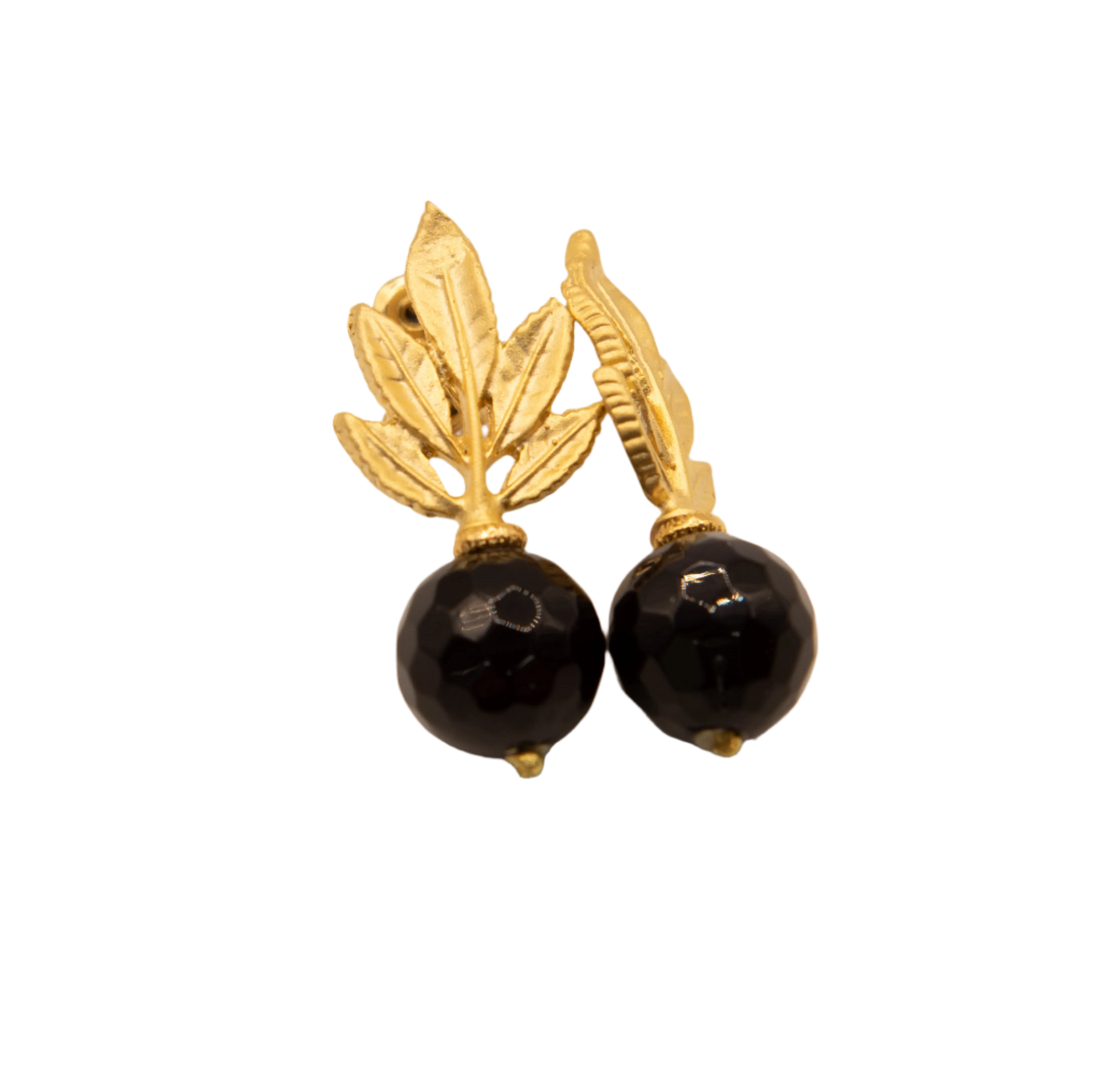 Gold Plated Purple Bead and Leaf Earrings Hey Bou