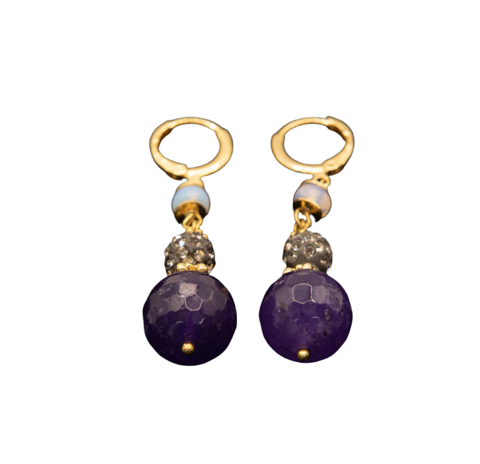 Gold Plated Amethyst Stone Earrings Hey Bou