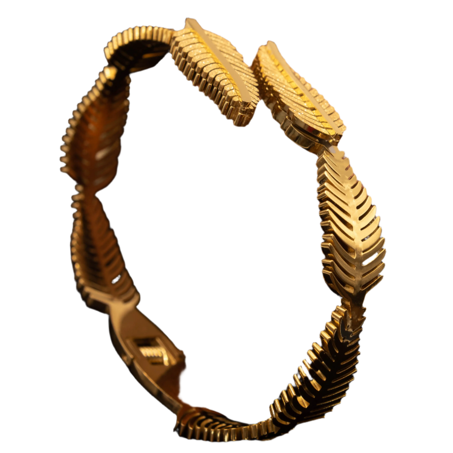 Gold Stainless Steel Leaf Bracelet Hey Bou